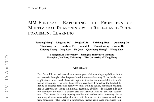 MM-Eureka: Exploring Visual Aha Moment with Rule-based Large-scale Reinforcement Learning